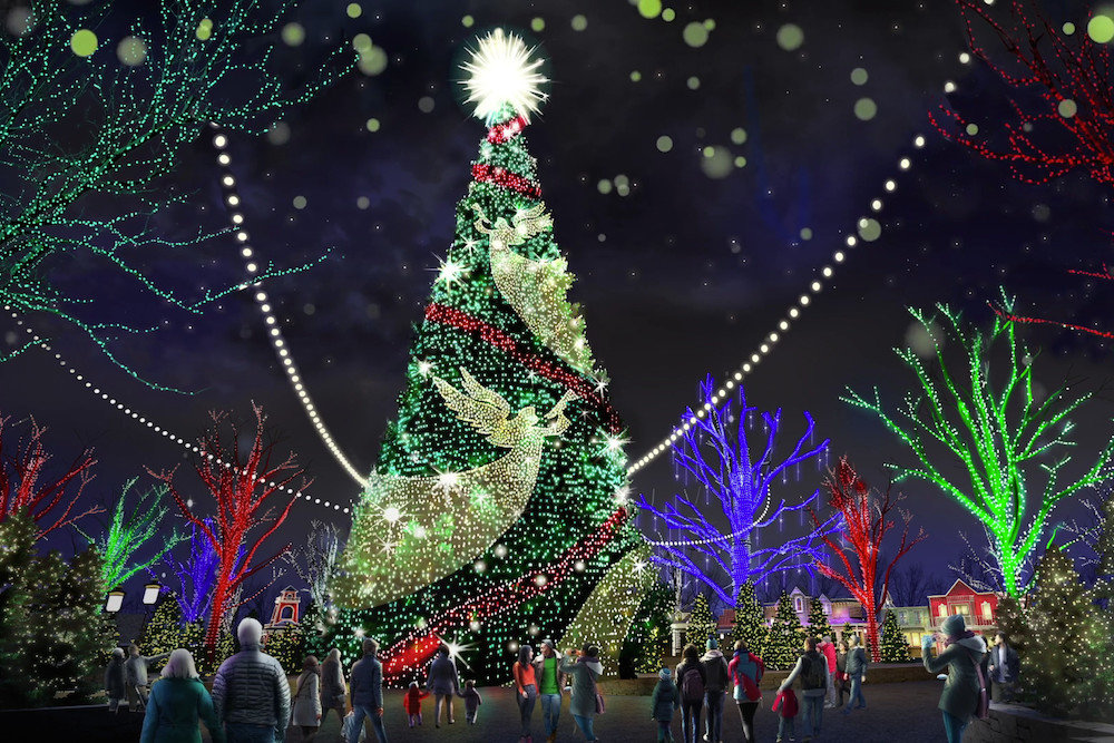 S4 Lights designed an eight-story tree for Silver Dollar City’s An Old Time Christmas event.