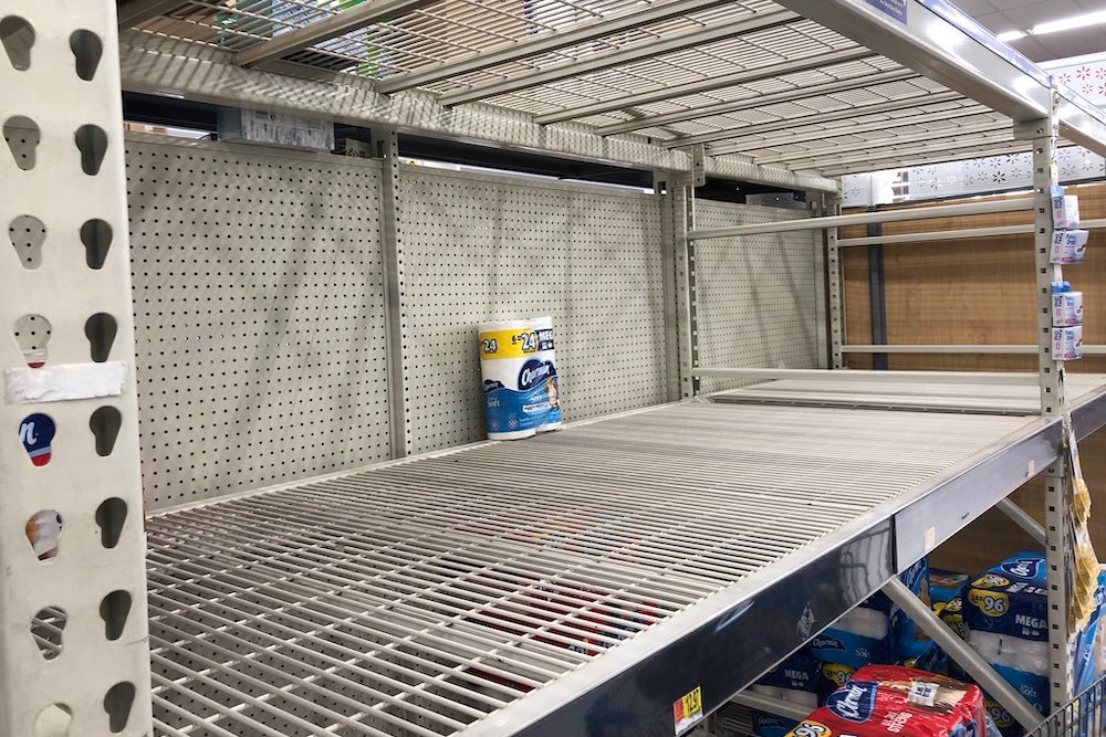 A March 3 Twitter post from Michael Underlin, aka Captain Springfield, shows the poor state of the toilet paper aisle at a local Walmart.
