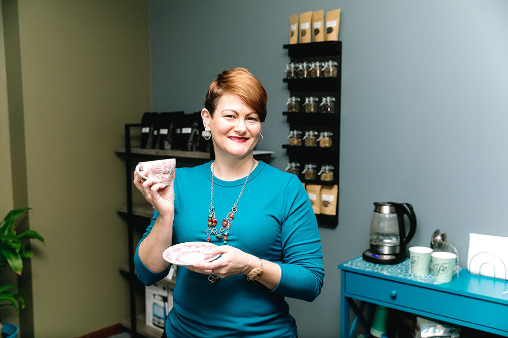Briana Johnson, co-founder of Bahati Tea Co., create 12 original tea blends, with names such as Better Than Coffee and A Walk in the Woods.