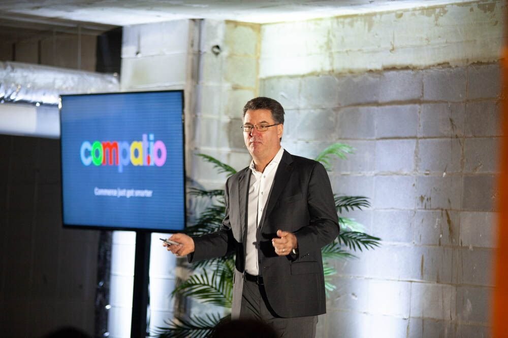 Compatio founder and CEO Tim Baynes participates in the Efactory's 2019 Demo Day event, the culmination of the annual business accelerator.