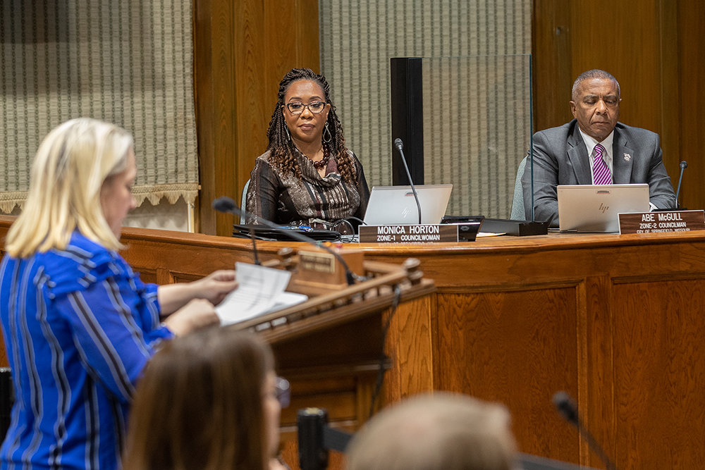 Cora Scott, the city's civic engagement director, introduces the guiding principles from the Mayor's Initiative on Equity and Equality on April 18 to City Council, including newly sworn-in member Monica Horton and Abe McGull.
