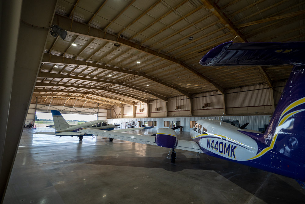 The 17,000-square-foot hangar holds Premier Flight Center's aircraft.