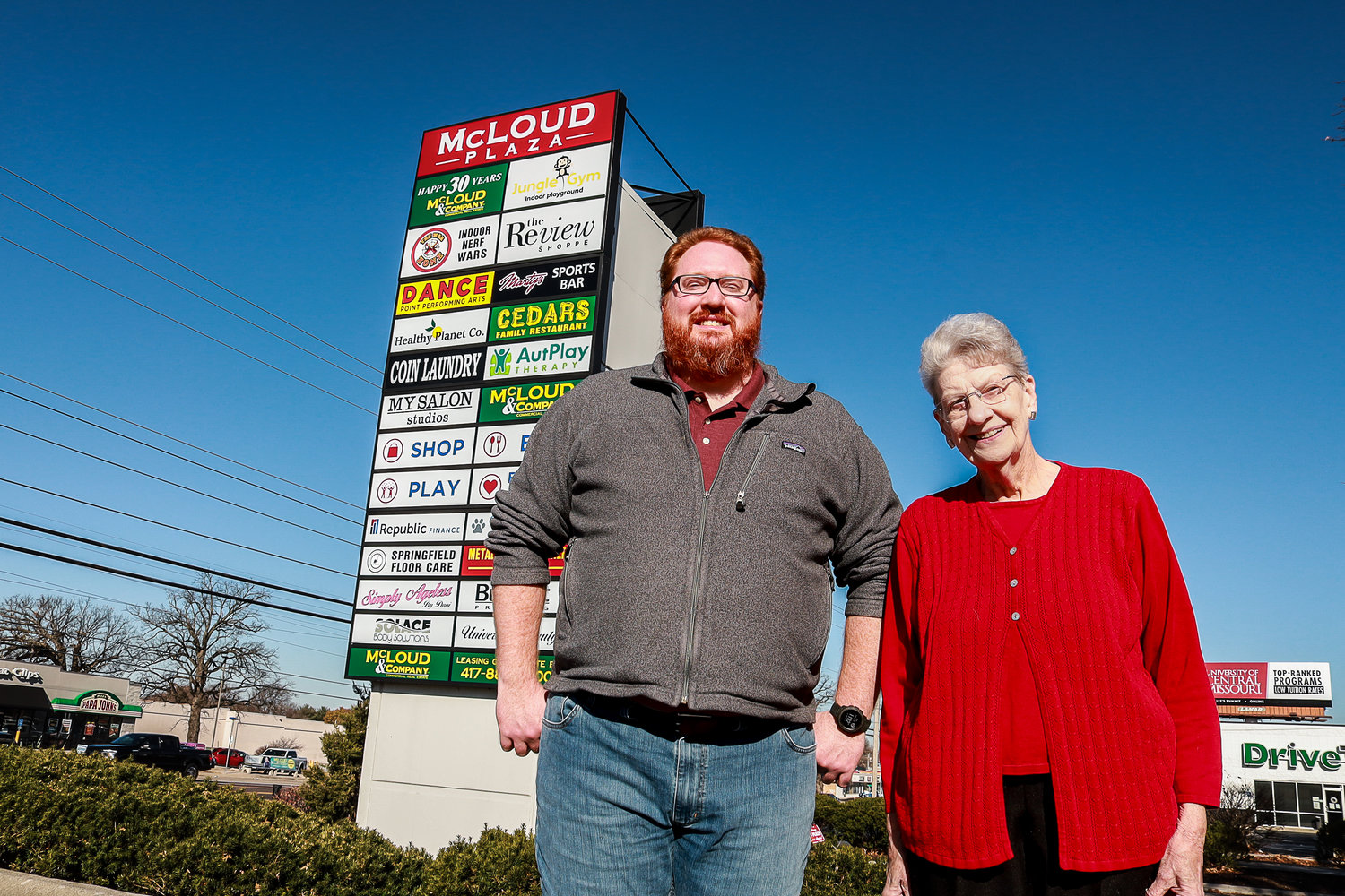 Joseph McLoud and Carol Bell are working toward the future of McLoud and Co., which renamed Sheid's Plaza in honor of company founders Tom and Jill McLoud.