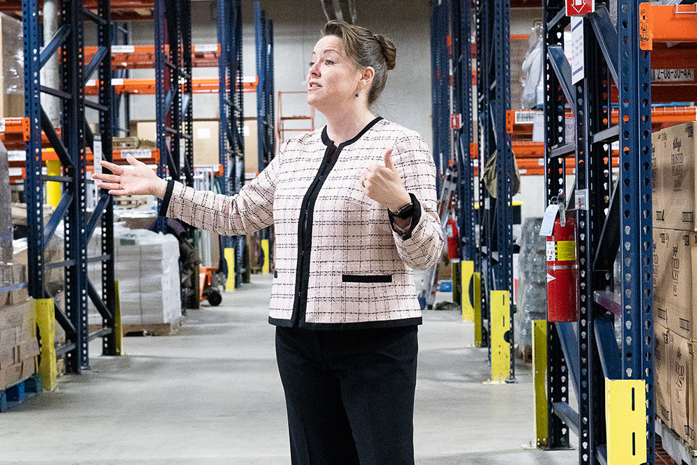 A NEW HOME: Council of Churches of the Ozarks CEO Jaimie Trussell discusses the expanded warehouse capacity for the organization's Crosslines program.