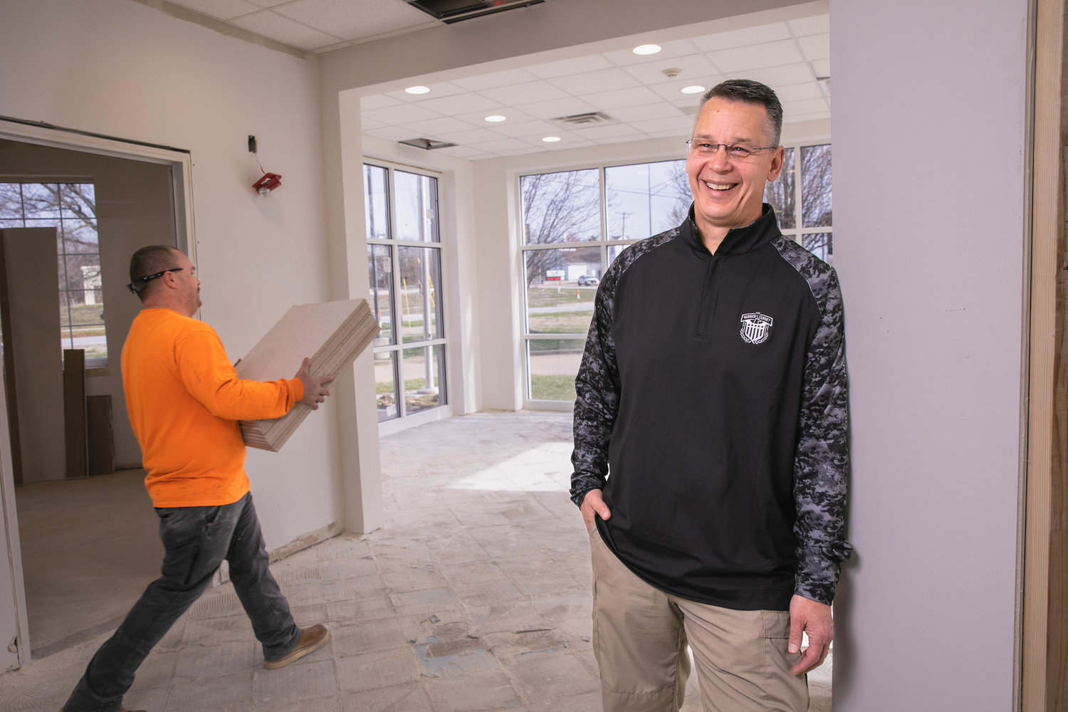 Kevin Weaver, president/CEO of The Warrior's Journey, stands amid renovations for the nonprofit's new headquarters.