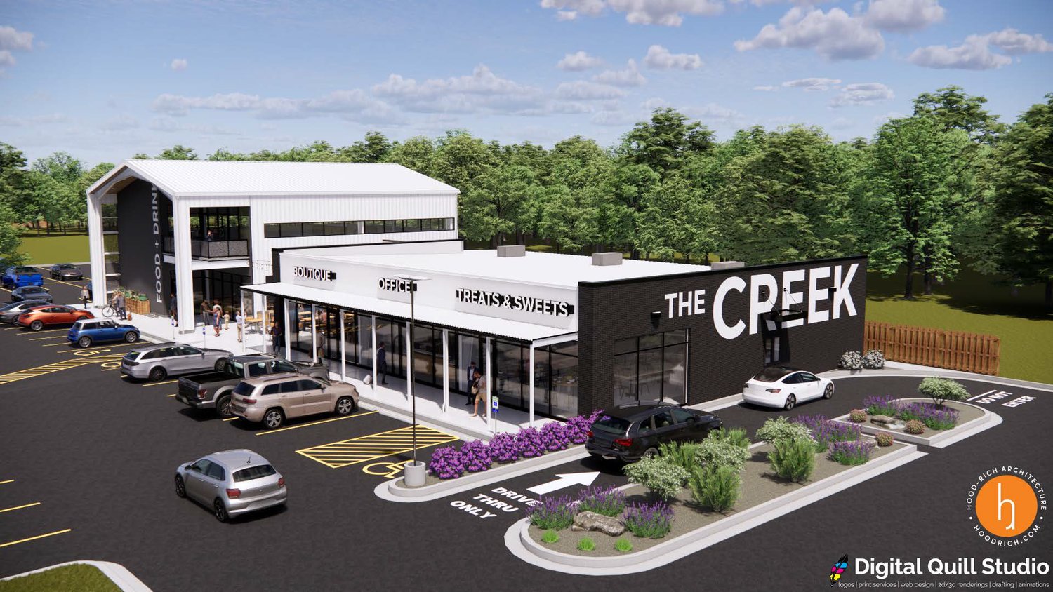 The Creek is designed with 9,500 square feet of commercial space.