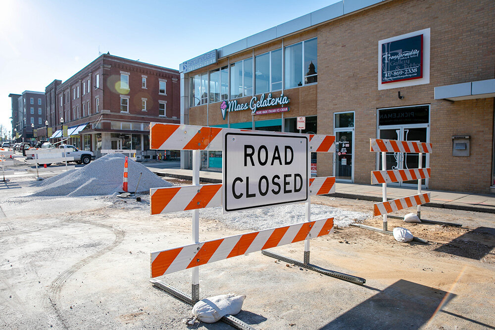 TEMPORARY CLOSURE: Work on the Jefferson Avenue Streetscape project has resulted in a brief closure of one block of Walnut Street.