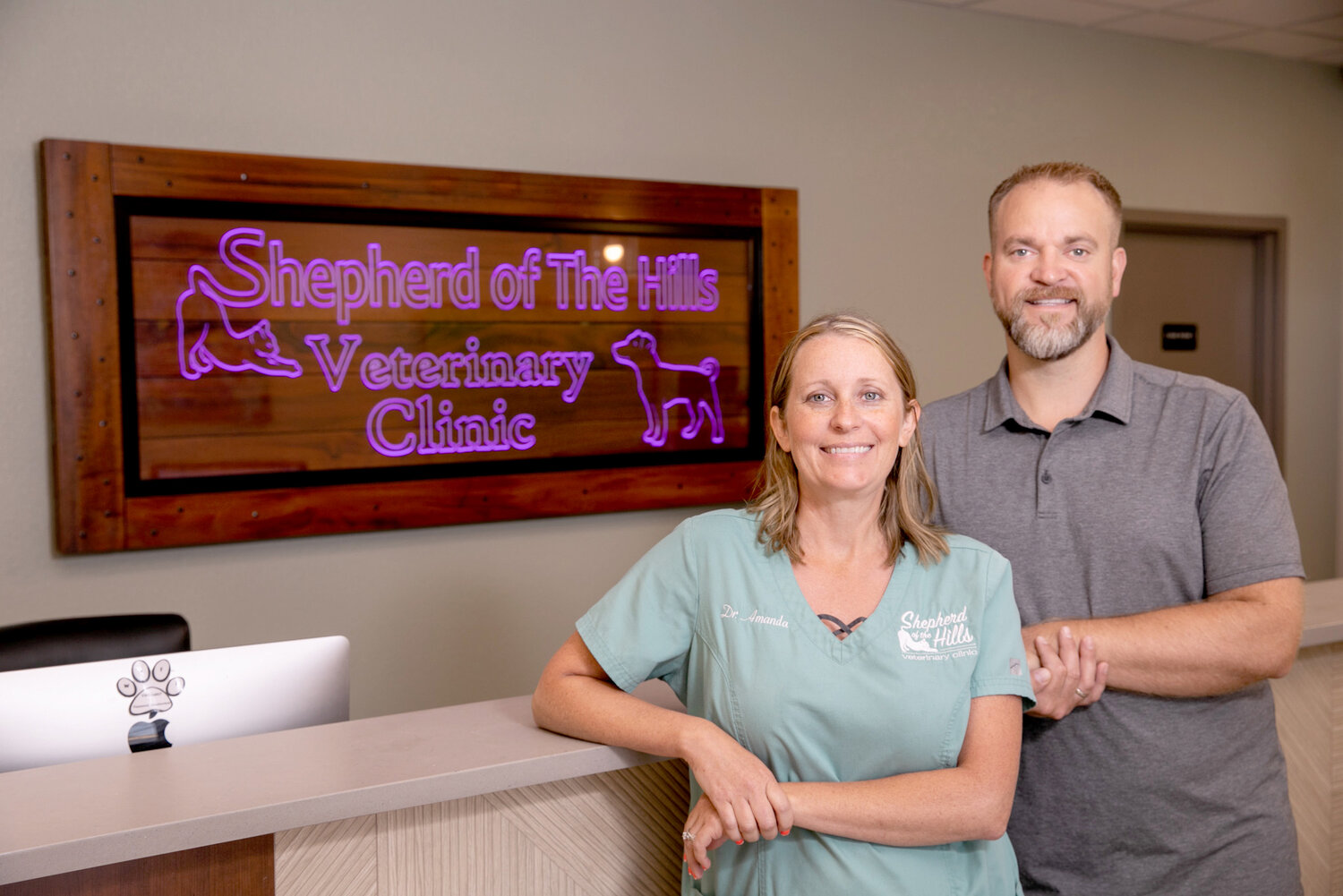 Dr. Amanda McGinty and Darin McGinty, Shepherd of the Hills Veterinary Clinic LLC
