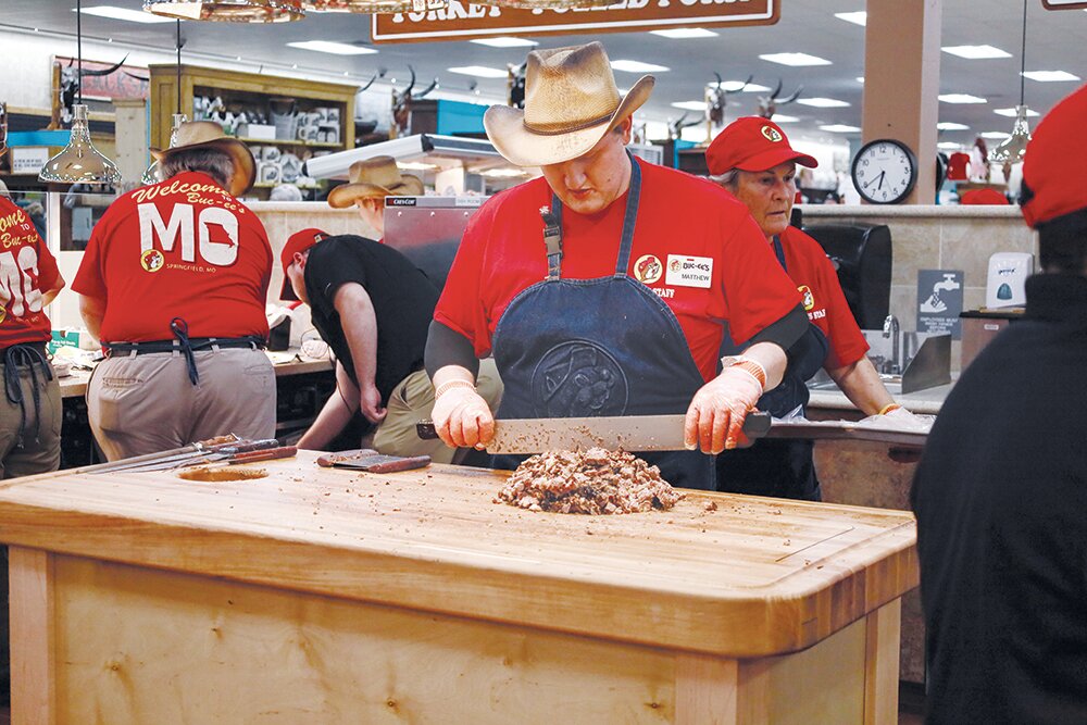 BRISKET ON BOARD: Buc-ee's is known for its barbecued brisket, located at the center of each store. When the meat leaves the oven, team members shout in unison, "Fresh, hot brisket on board!"